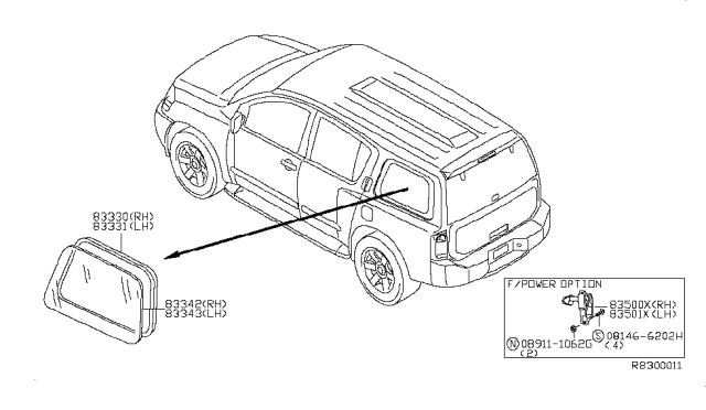 2014 Nissan Armada Side Window Diagram