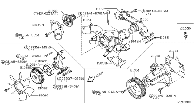 2007 Nissan Armada Water Pump, Cooling Fan & Thermostat Diagram 2