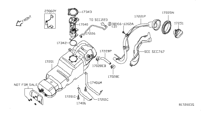 2015 Nissan Armada Tube Assy-Filler Diagram for 17221-ZZ90A