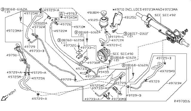 2005 Nissan Armada Hose-PSOC Inlet Diagram for 49725-7S005