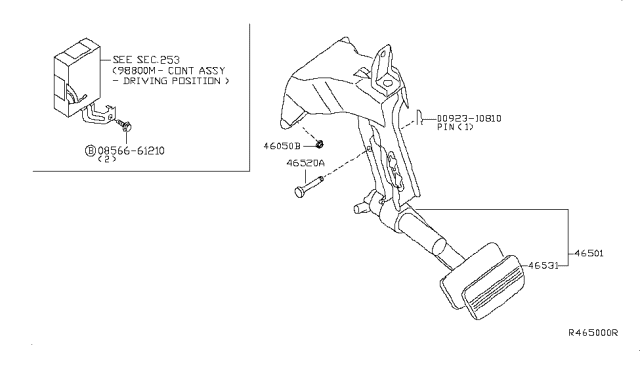2004 Nissan Armada Brake & Clutch Pedal Diagram