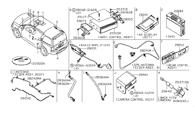 2006 Nissan Armada Bracket-Av Unit Diagram for 28056-7S010