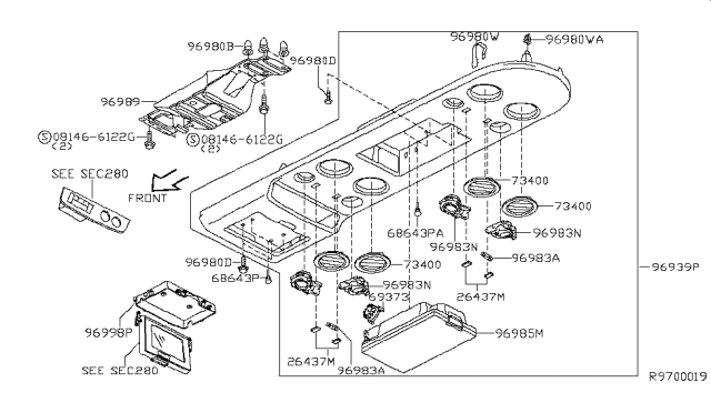 2013 Nissan Armada Roof Console Diagram 1