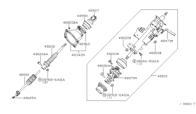 2006 Nissan Armada Joint Assembly-Steering,Lower Diagram for 48080-7S000