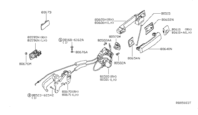 2015 Nissan Armada Front Door Lock Actuator Motor, Right Diagram for 80500-9GE2A