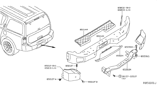 2005 Nissan Armada Bumper Kit-Rear Diagram for 85010-7S000