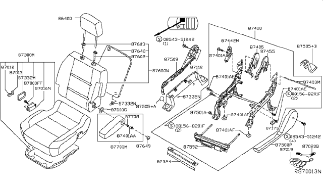 2014 Nissan Armada Back Assembly Front Seat Diagram for 87600-9GG2A
