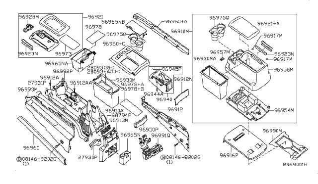 2004 Nissan Armada Bracket-Console,Front Diagram for 96990-7S000
