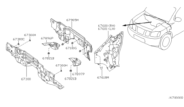 2004 Nissan Armada Insulator-Dash Lower,LH Diagram for 67355-7S000