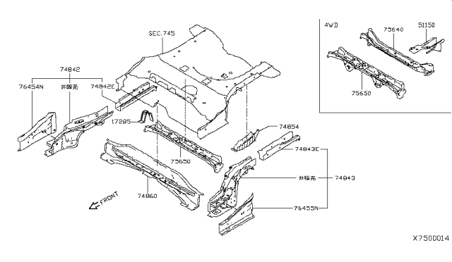 2015 Nissan Versa Note Bracket-Muffler Mounting Diagram for G5520-3WCMA
