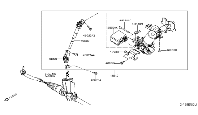 2014 Nissan Versa Note Column-Steering Tilt Diagram for 48810-3WC0A