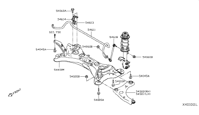 2014 Nissan Versa Note Link Complete-Transverse,Lh Diagram for 54501-1HK0B