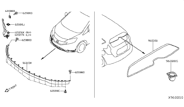 2015 Nissan Versa Note Air Spoiler-Front Diagram for 96015-3VY0A