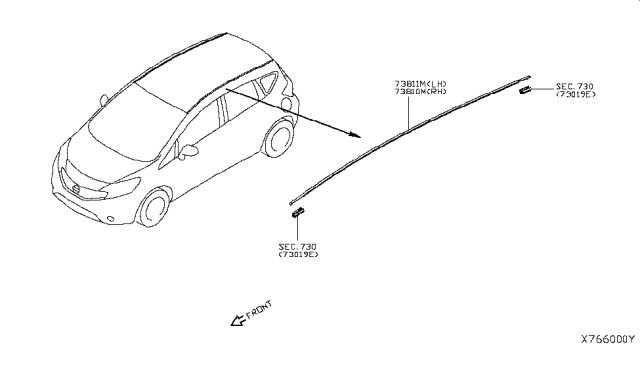 2015 Nissan Versa Note Body Side Molding Diagram 2
