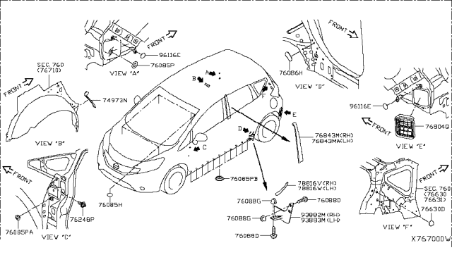 2014 Nissan Versa Note Body Side Fitting Diagram 1