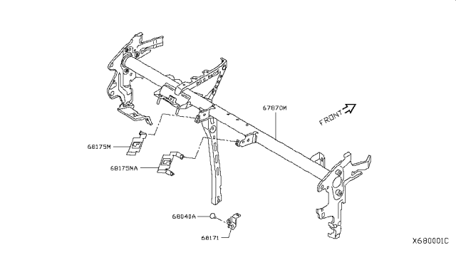 2015 Nissan Versa Note Instrument Panel,Pad & Cluster Lid Diagram 1