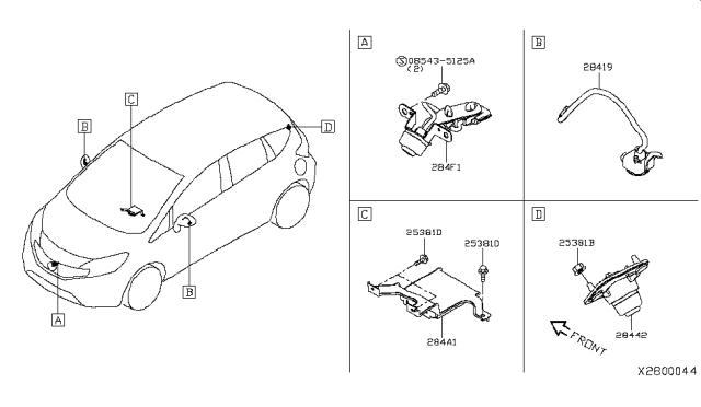 2018 Nissan Versa Note Camera Assy-Front View Diagram for 284F1-3VA1A