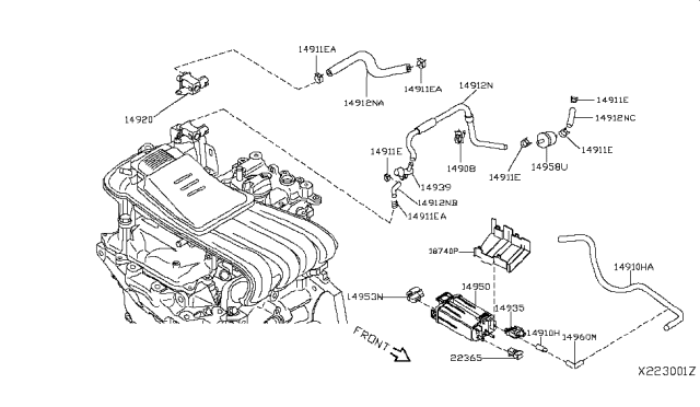 2016 Nissan Versa Note Engine Control Vacuum Piping Diagram 1