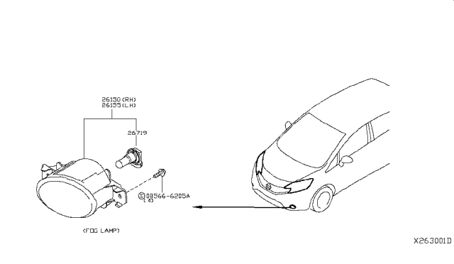 2018 Nissan Versa Note Bulb Diagram for 26296-8992D