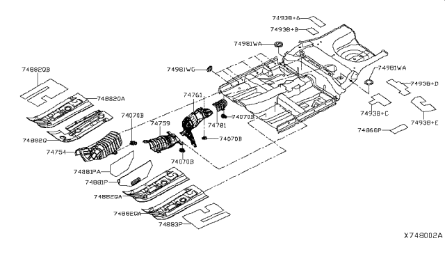2017 Nissan Versa Note INSULATOR-Heat,Front Floor Diagram for 74758-3BA0A