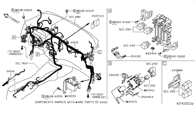 2018 Nissan Versa Note Bracket-Fuse Block Diagram for 24317-1HK0A
