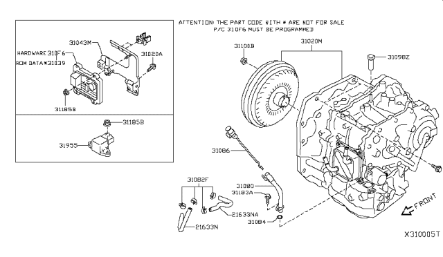 2018 Nissan Versa Note Automatic Transmission Assembly Diagram for 31020-X425A