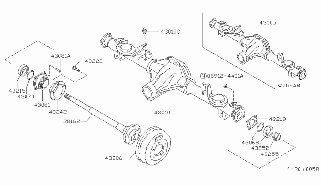 1988 Nissan Van Bolt-Bearing Cage Rear Axle Diagram for 43083-P0110