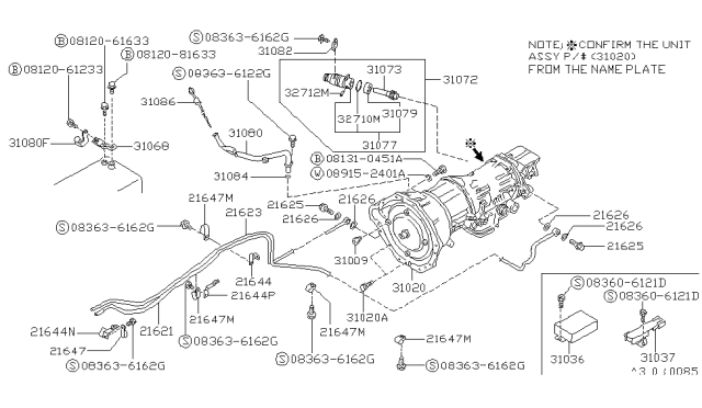 1992 Nissan Van Auto Transmission,Transaxle & Fitting Diagram 2
