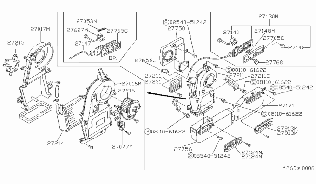 1989 Nissan Van Bracket Rear Heater Unit Diagram for 27358-22C00