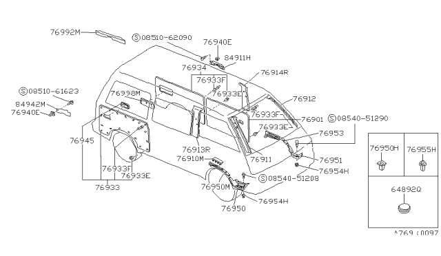 1988 Nissan Van Body Side Trimming Diagram 3