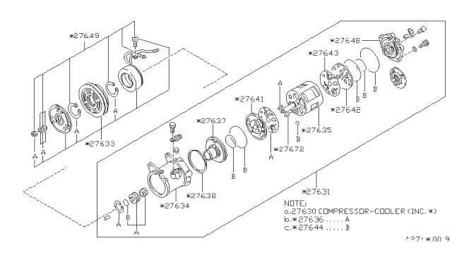 1990 Nissan Van Compressor Cooler Diagram for 92600-17C03