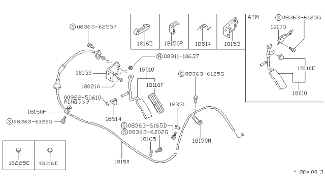 1990 Nissan Van Clip Wire Accelerator Diagram for 18225-17C00