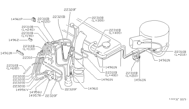 1988 Nissan Van Hose-Vacuum Control Diagram for 22318-17C00