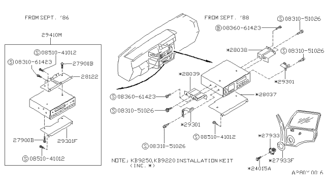 1990 Nissan Van Speaker Unit Diagram for 28155-13C00