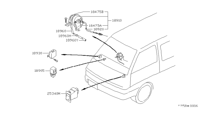 1988 Nissan Van Cable Assembly ASCD - Wire Assembly Diagram for 18920-17C00