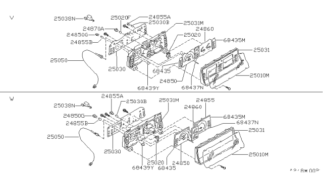 1988 Nissan Van Shaft Assembly-Flexible SPEEDOMETER Diagram for 25050-16C10