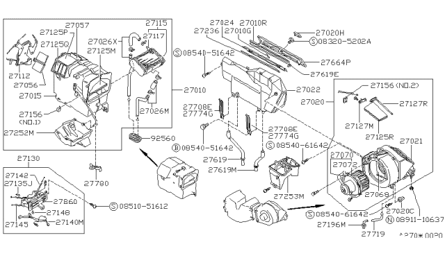 1992 Nissan Van Heater & Blower Unit Diagram