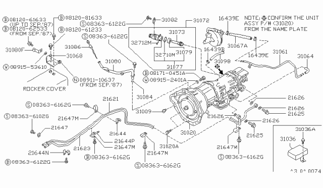 1988 Nissan Van Automatic Transmission Assembly Diagram for 31020-X8370
