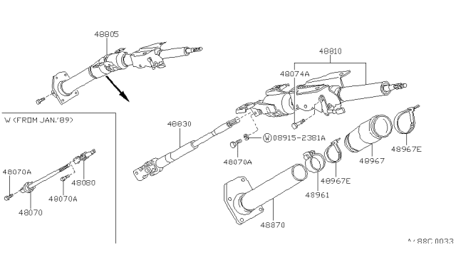 1990 Nissan Van Column Assembly-Steering Impact Absorb Diagram for 48805-26C01