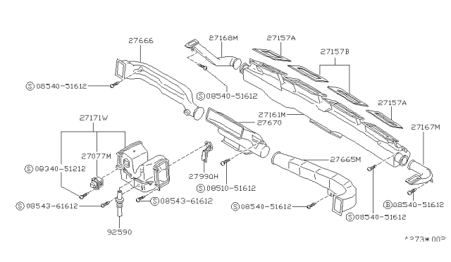 1988 Nissan Van Nozzle-Demister Diagram for 27800-15C00