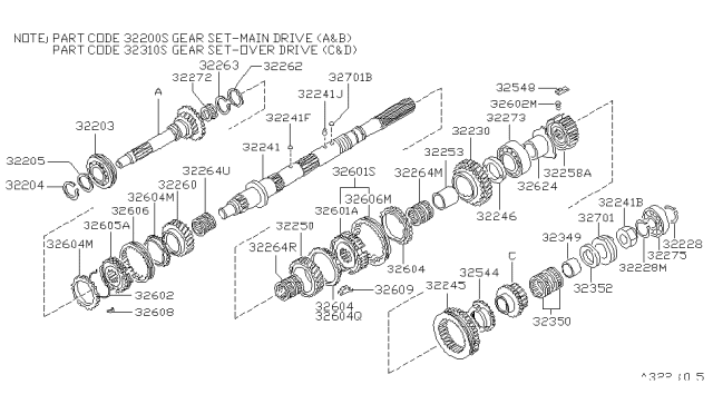 1987 Nissan Van Gear Assembly-3RD Diagram for 32260-F6100