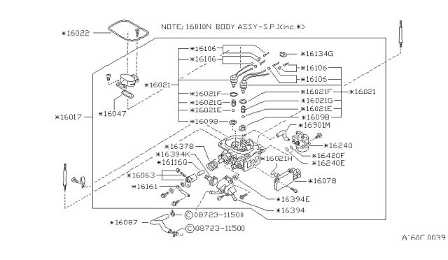 1988 Nissan Van Chamber Assembly-VENTURY Diagram for 16017-17C15