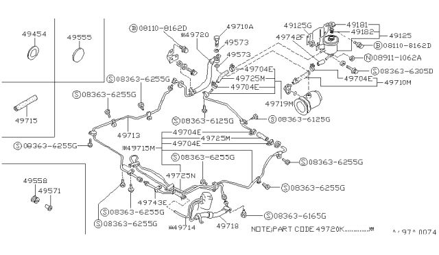 1989 Nissan Van Hose Return Power Steering Diagram for 49721-26C00