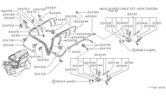 1988 Nissan Van High Tension Cable No 3 Diagram for 22453-80W10