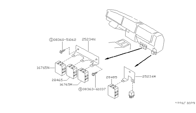 1988 Nissan Van Unit Assembly-Control Diagram for 22605-17C10