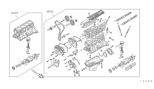 1989 Nissan Pulsar NX Bare & Short Engine Diagram 1