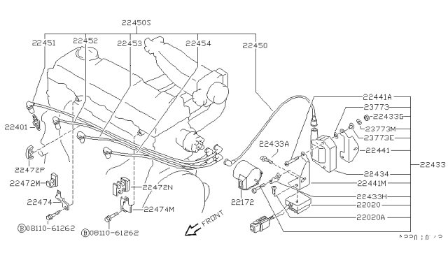 1989 Nissan Pulsar NX Bracket-High Tension Cable Diagram for 22474-77A01