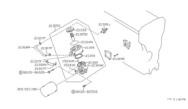 1987 Nissan Pulsar NX Cooler ASY Oil Diagram for 21305-30F00