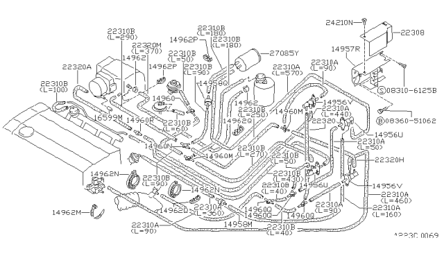 1988 Nissan Pulsar NX Valve Assembly-SOLENOID Diagram for 14956-77A00