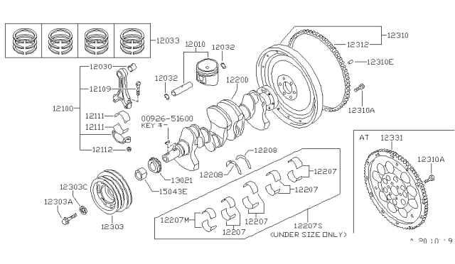 1989 Nissan Pulsar NX Piston,Crankshaft & Flywheel Diagram 4